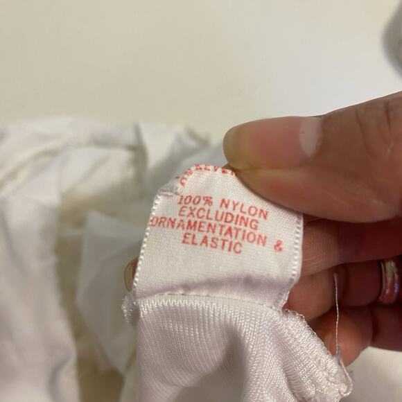 Vintage 80s Her Majesty Girl White Nylon SlipDress Babydoll LaceTrim Sz 12 Fairy - Picture 9 of 9